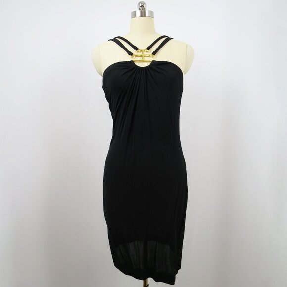 French Connection Necklace Trim Slinky Dress - Black / UK 10/US 6/FR 38/EU 38 - Picture 3 of 16